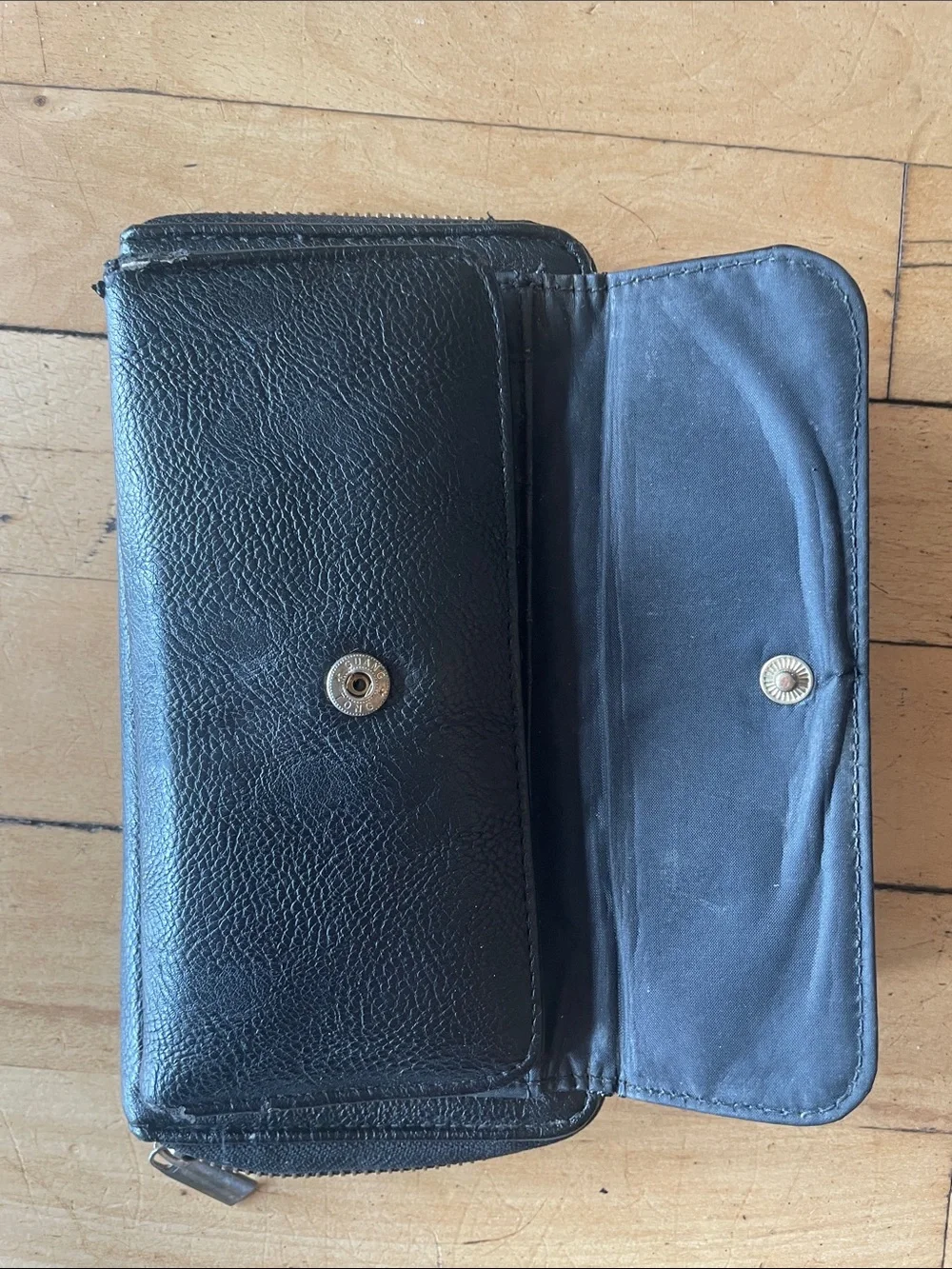 Black Leather women’s Travel Wallet - Compact Organizer
